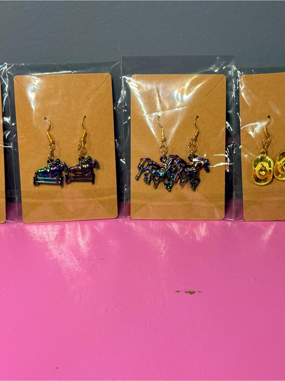 Hand made Iridescent Multi-Color Horse Dangle Earrings - Women's Accessories
